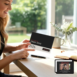 Convite In My Grad Era red Black Minimalist Graduation 