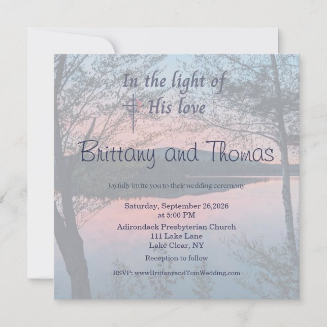 Convite In the Light of His Love Photo Wedding Invitation (Frente)