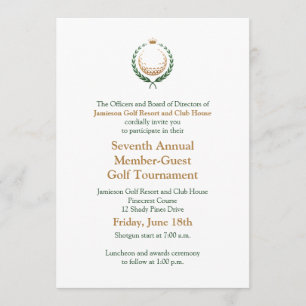 Convite incorporado do competiam do golfe