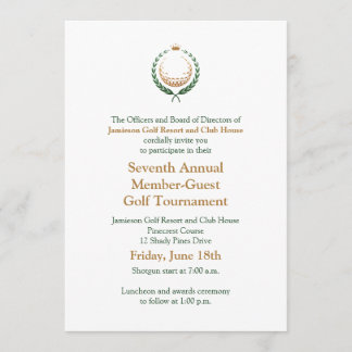 Convite incorporado do competiam do golfe
