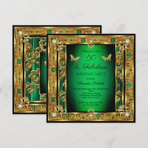 Convite Incrível 50 Aniversário Esmeralda Verde Borboleta 