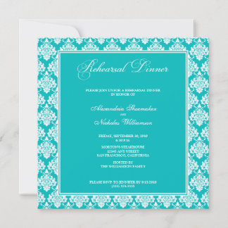 Convite Incrível Janto de ensaio de Damask (aqua)