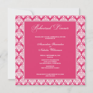Convite Incrível Janto de ensaio de Damask (Fuschia)