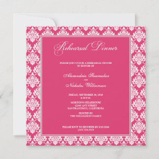 Convite Incrível Janto de ensaio de Damask (Fuschia)