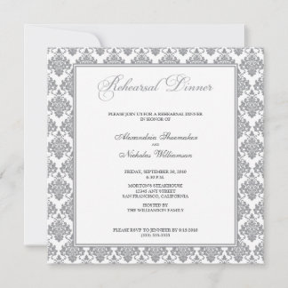 Convite Incrível Janto de ensaio de Damask (prata)