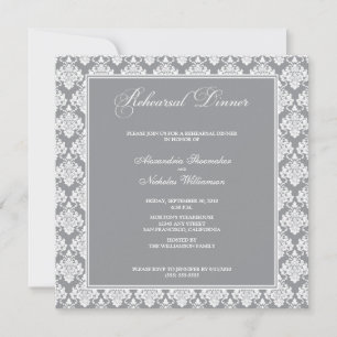 Convite Incrível Janto de ensaio de Damask (prata)