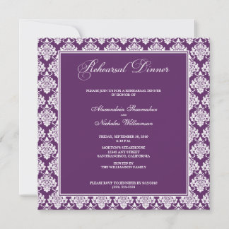Convite Incrível Janto de ensaio de Damask (roxo)