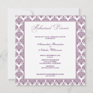 Convite Incrível Janto de ensaio de Damask (roxo)