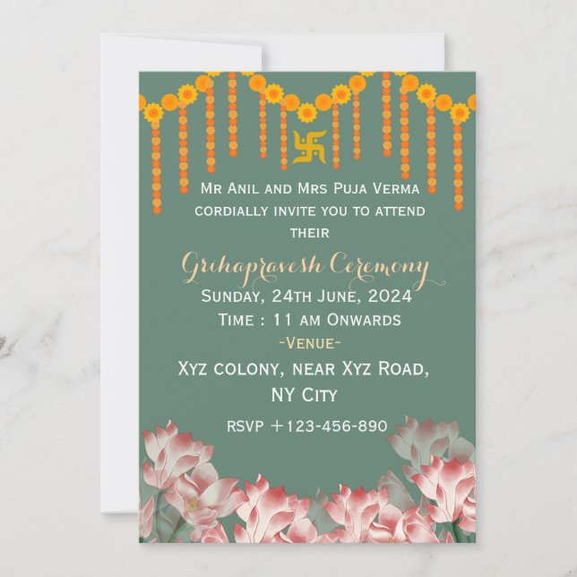 Convite Indian Housewarming Invitations  (Frente)
