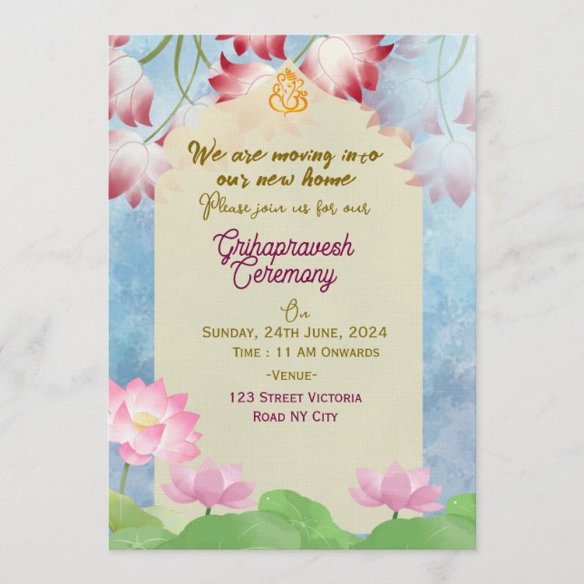 Convite Indian Housewarming Invitations  (Frente)