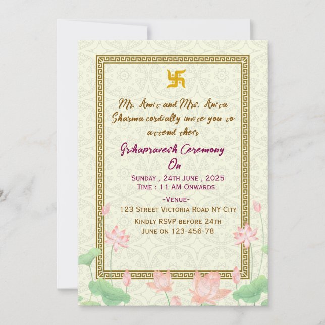 Convite Indian Housewarming Invitations  (Frente)