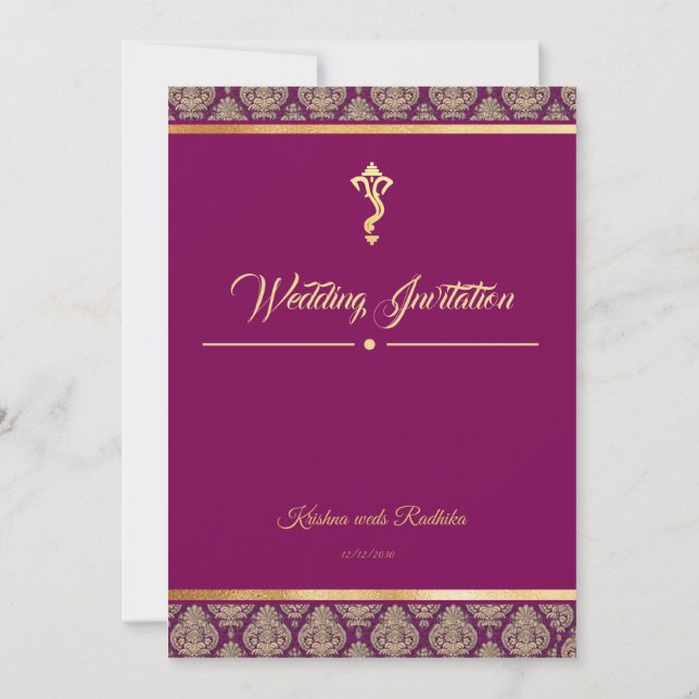 Convite Indian wedding ethnic luxury Hindu invitation (Verso)
