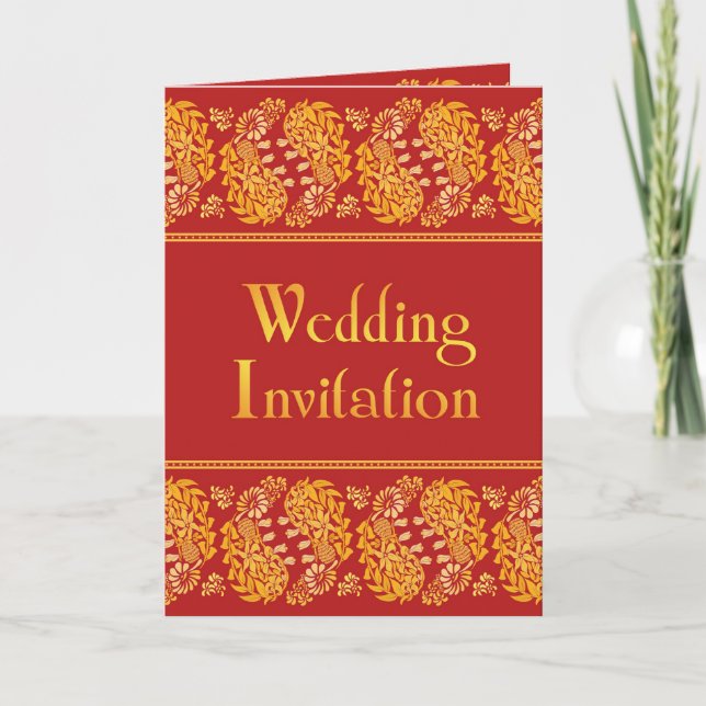 Convite Indian Wedding Folded Card Invitation (Frente)