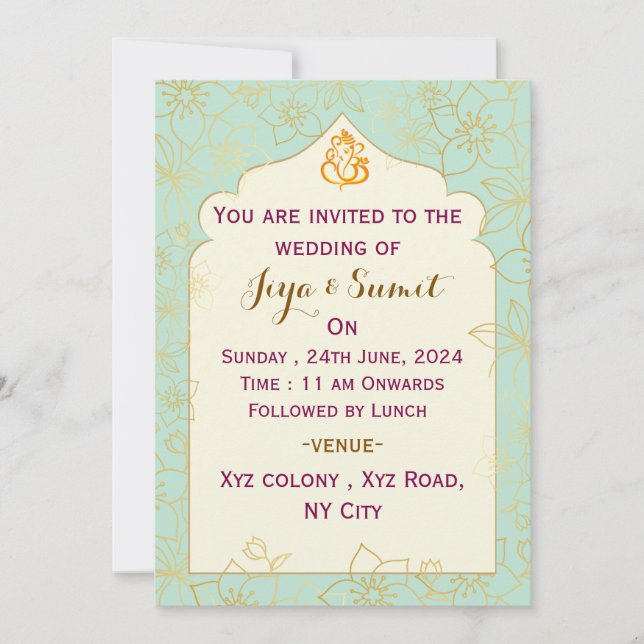 Convite Indian Wedding Invitation (Frente)