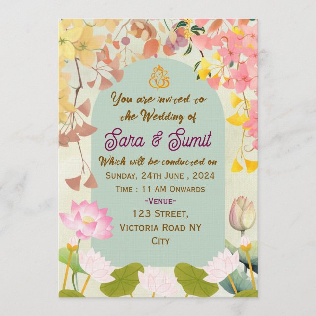 Convite Indian Wedding Invitations  (Frente)