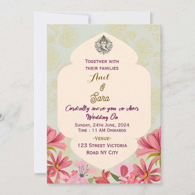 Convite Indian Wedding Invitations  (Frente)