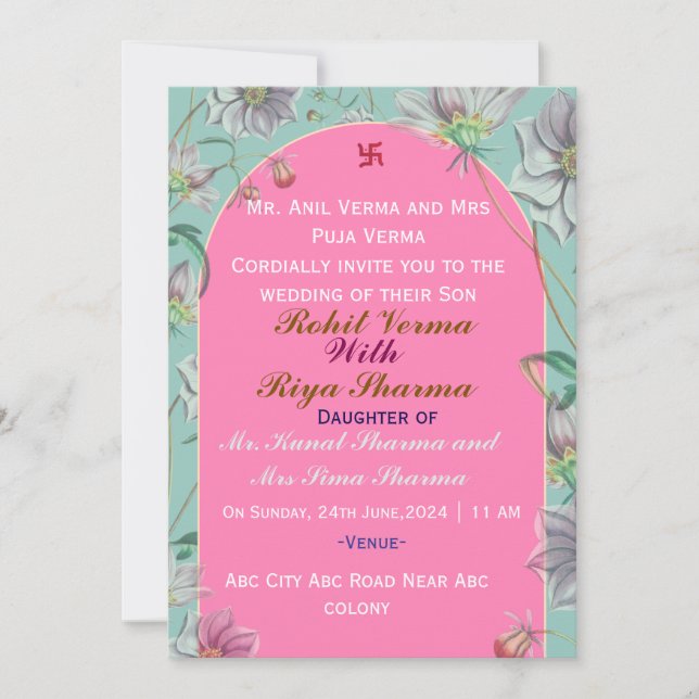 Convite Indian Wedding Invitations  (Frente)