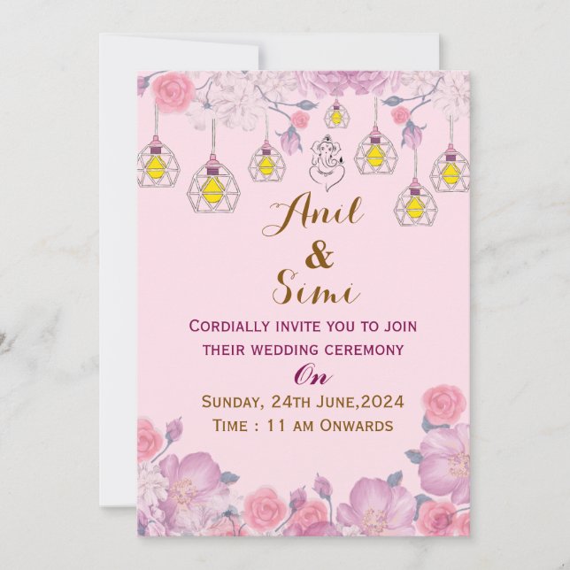 Convite Indian Wedding Invitations  (Frente)