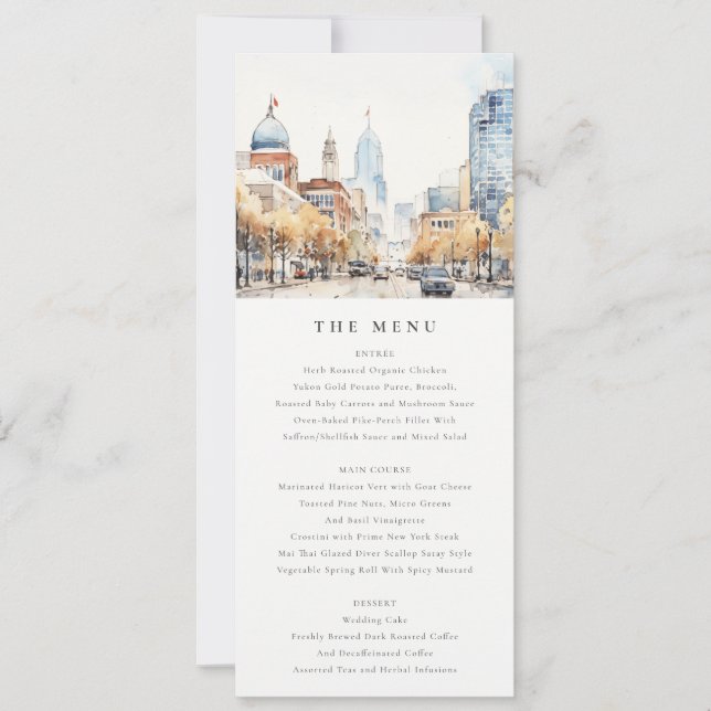 Convite Indianapolis, Indiana Landscape Wedding Menu Card (Frente)