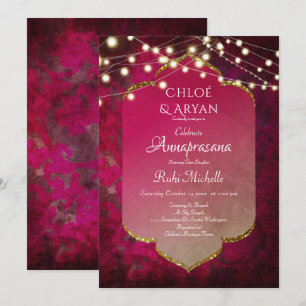 Convite Indiano inspirou Boho Damask em Rosa Profundo