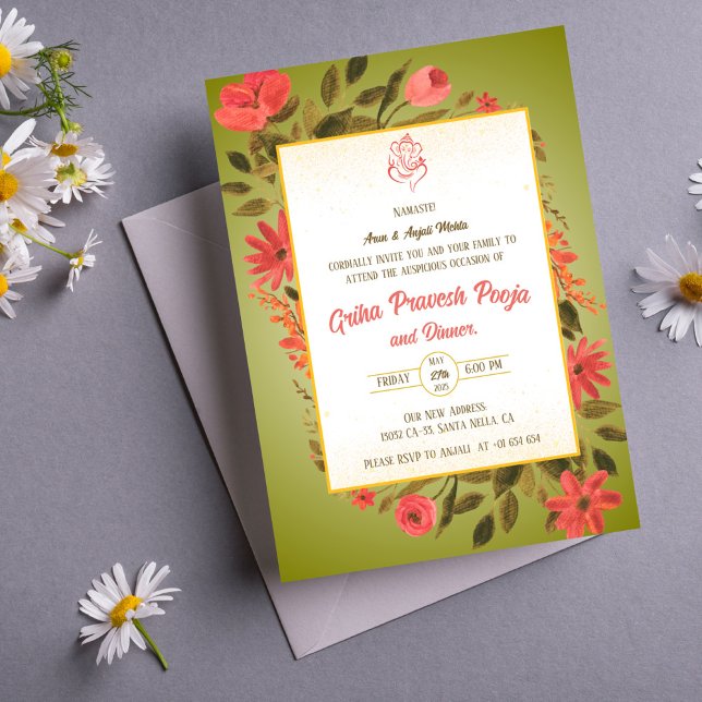 Convite Indígena Hindu Griha Pravesh (Criador carregado)