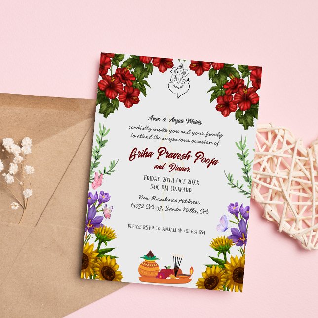 Convite Indígena Hindu Griha Pravesh (Criador carregado)