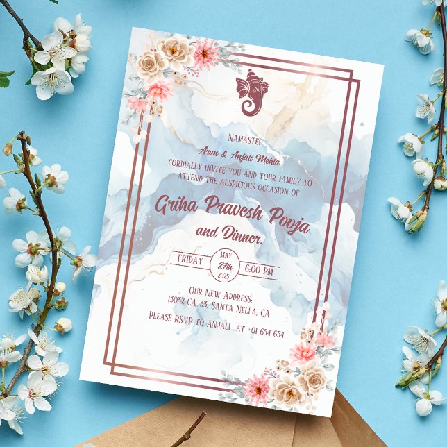 Convite Indígena Hindu Griha Pravesh (Criador carregado)