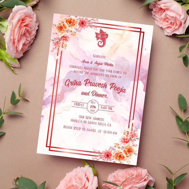 Convite Indígena Hindu Griha Pravesh (Criador carregado)