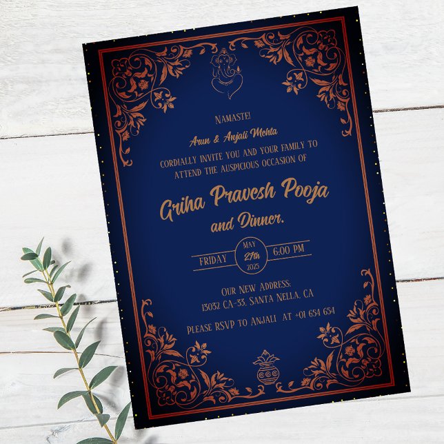 Convite Indígena Hindu Griha Pravesh (Criador carregado)