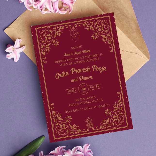 Convite Indígena Hindu Griha Pravesh (Criador carregado)