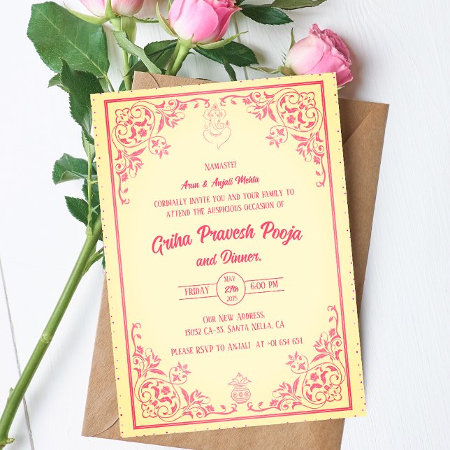 Convite Indígena Hindu Griha Pravesh (Criador carregado)