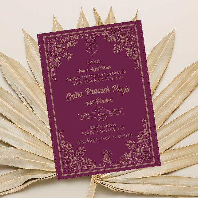 Convite Indígena Hindu Griha Pravesh (Criador carregado)