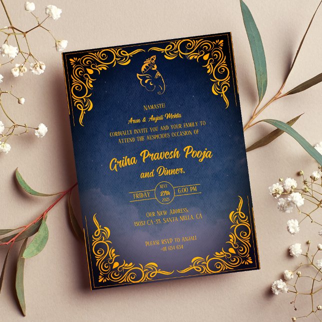 Convite Indígena Hindu Griha Pravesh (Criador carregado)