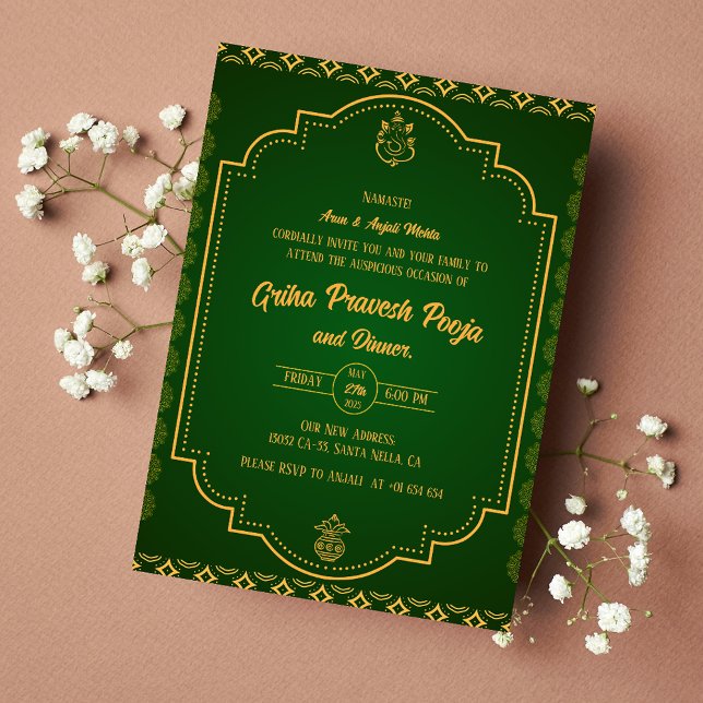 Convite Indígena Hindu Griha Pravesh (Criador carregado)