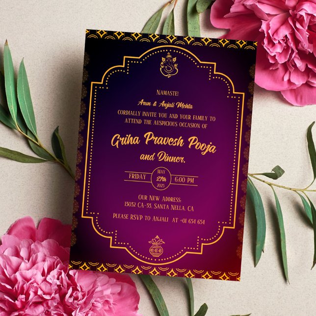 Convite Indígena Hindu Griha Pravesh (Criador carregado)