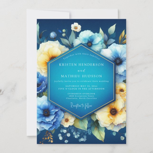 Convite Indigo Bloom Dream Wedding (Frente)