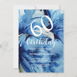 Convite Indigo Floral Watercolor Art Calliografia