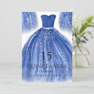 Convite Indigo Marinho Azul Sereia Quinceanera