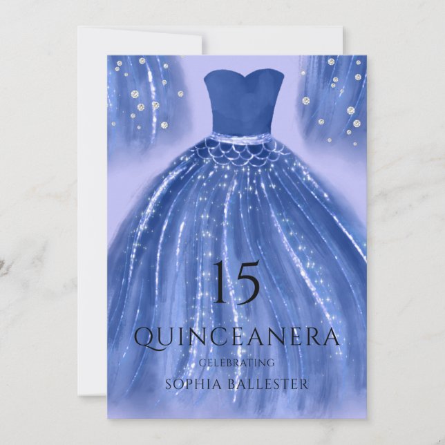 Convite Indigo Sob O Mar Sereia Quinceanera (Frente)
