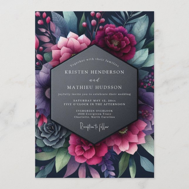 Convite Indigo Vespertine Bloom Wedding (Frente)