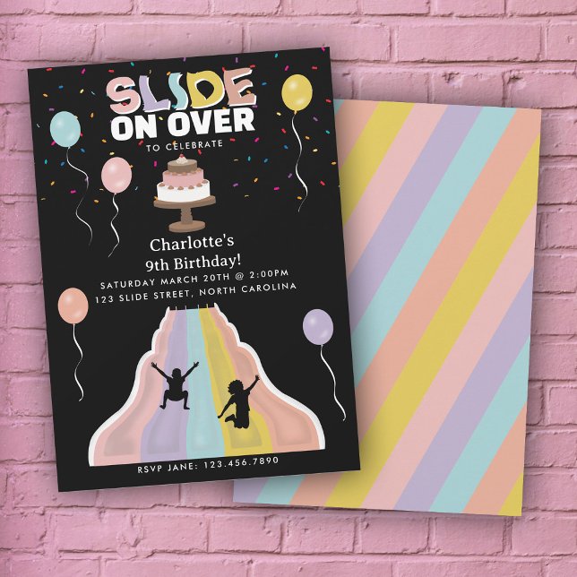 Convite Indoor Slide Park Girls Playground Birthday Party (Indoor Slide Park Girls Playground Birthday Party Invitation)