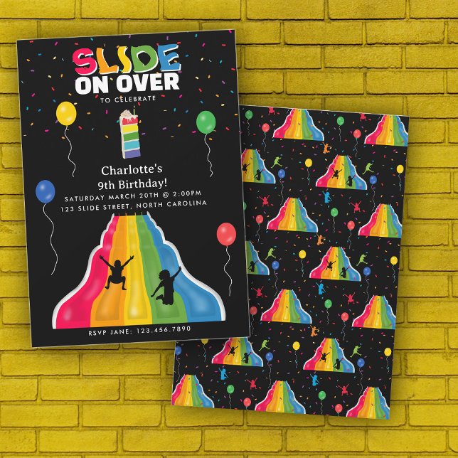 Convite Indoor Slide Park Kids Playground Birthday Party (Indoor Slide Park Kids Playground Birthday Party Invitation)