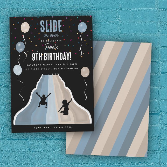 Convite Indoor Slide Park Playground Boys Birthday Party (Indoor Slide Park Playground Boys Birthday Party Invitation)