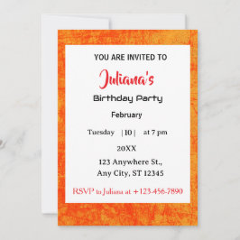 Convite Industrial Orange Red Grungy Birthday Invitation