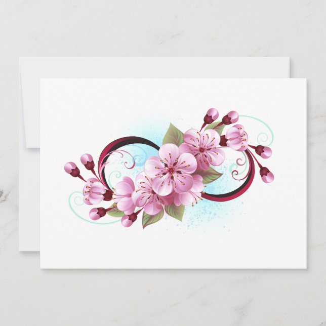 Convite Infinidade com Flores de Flor Sakura (Frente)
