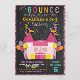 CONVITE INFLATABLE BOUNCE SLIDE CASTLE BIRTHDAY INVITATION