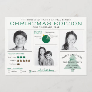 Convite Infográfico de Boletim de Férias Natal Divertido
