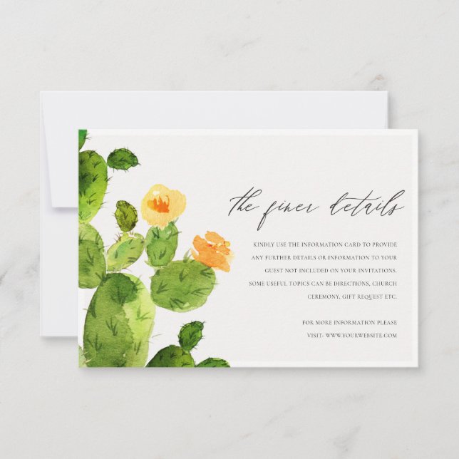 Convite INFORMAÇÃO DE FLOR DE CACTO DE DESERTO EM Aquarela (Frente)