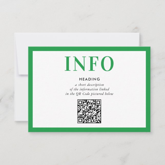 Convite INFORMAÇÃO INSERIDA Código QR verde kelly moderno (Frente)