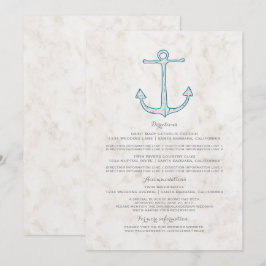 Convite Informações de Casamento Âncora Azul Real Rústico